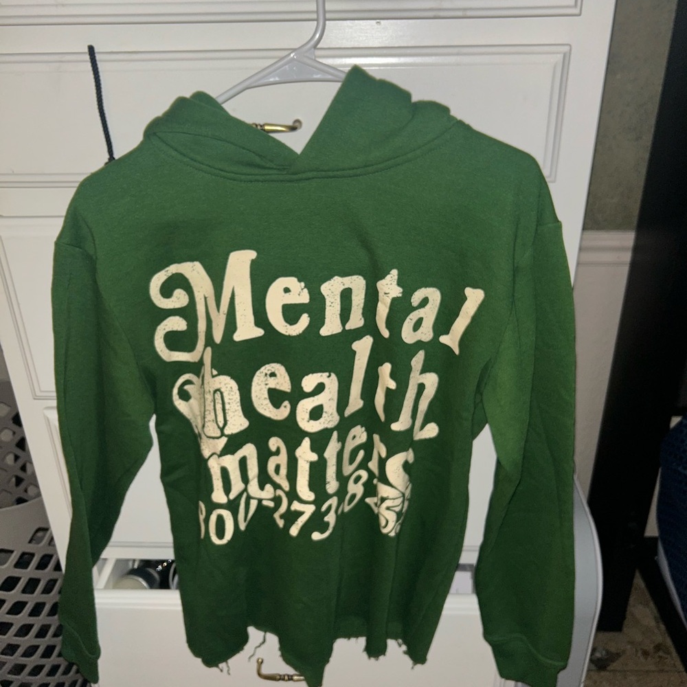 Green Hoodie with Mental Health Matters Print